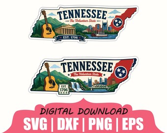 Tennessee State Sticker Svg, Dxf, Png