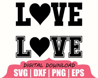 Love Text Silhouette, Svg, Dxf, Png