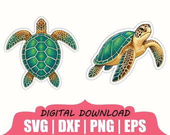 Hawaiian Sea Turtle Sticker Svg, Dxf, Png