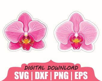 Orchid Flower Sticker Svg, Dxf, Png