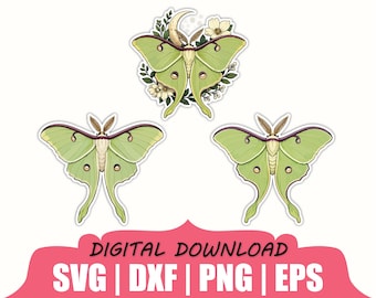 Luna Moth Sticker Svg, Dxf, Png