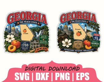 Georgië staat kaart sticker SVG, DXF, png