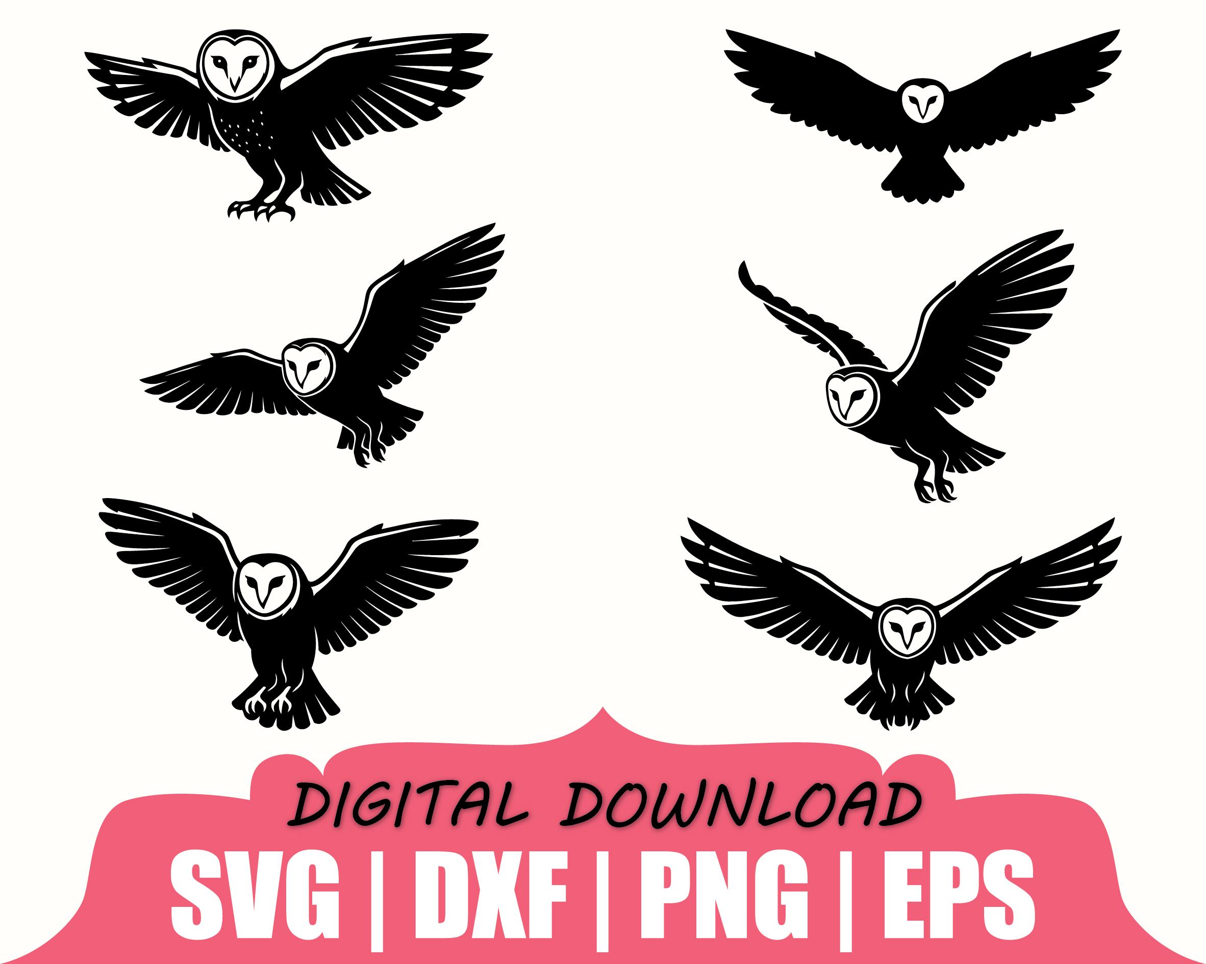 Barn Owl Silhouette, Svg, Dxf, Png