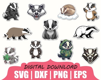 Naklejka z borsukiem z kreskówek Svg, Dxf, Png