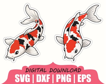 Koi Fish Sticker Svg, Dxf, Png