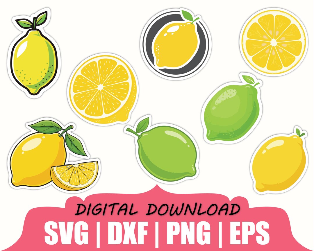 Sticker Lemon Vector Lemon Sticker Svg, Dxf, Png - Etsy