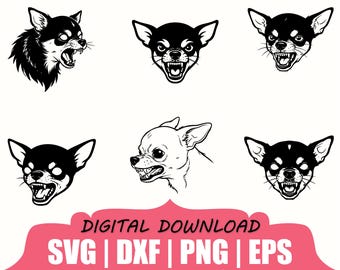 Growling Chihuahua Silhouette, Svg, Dxf, Png