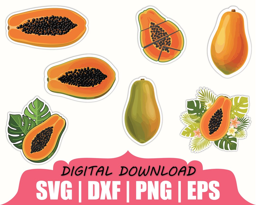 Papaya Tree Sticker Papaya Fruit Sticker Svg, Dxf, Png - Etsy