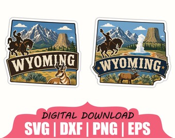 Wyoming State Sticker Svg, Dxf, Png