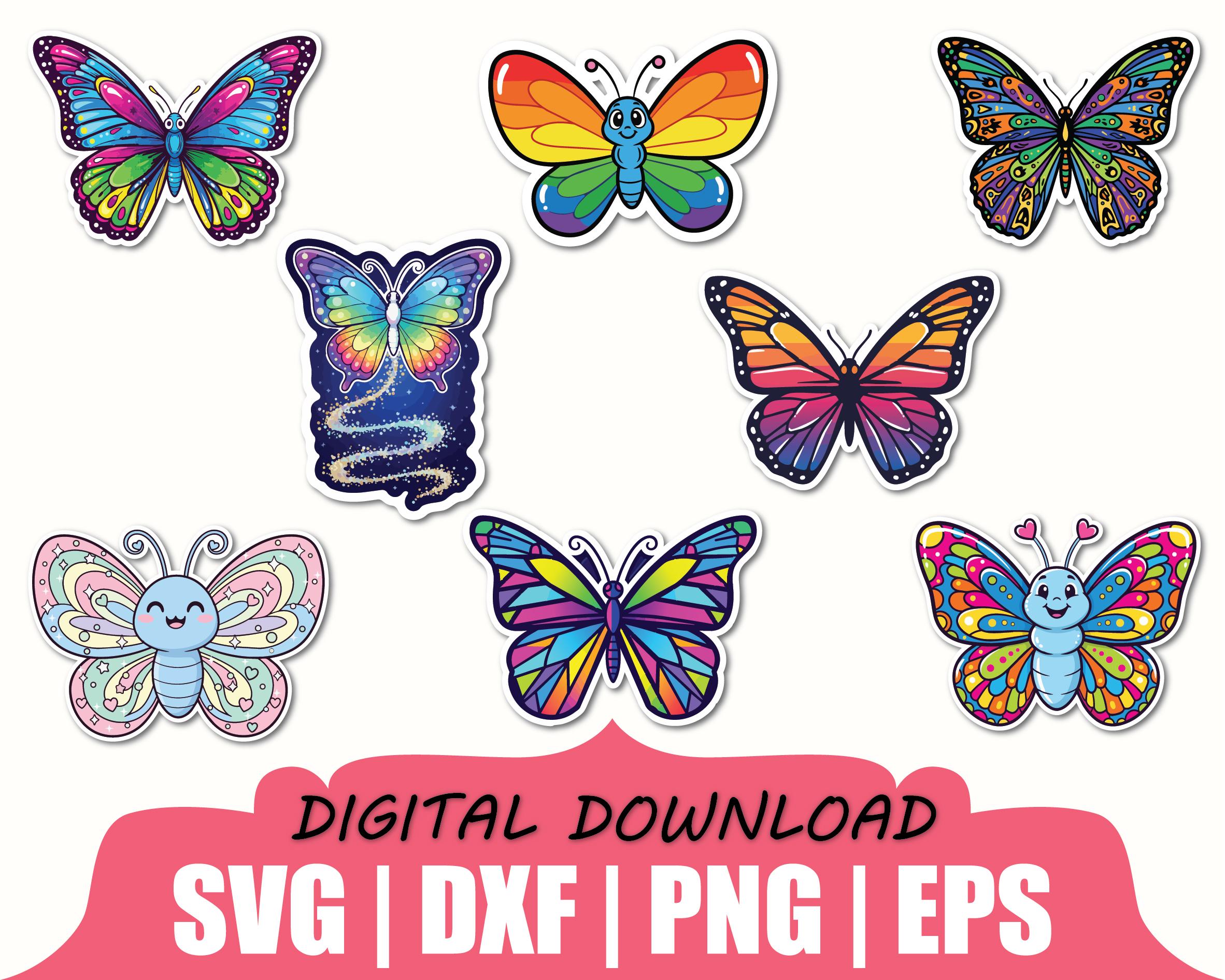 Colorful Butterfly Sticker Svg, Dxf, Png - Etsy