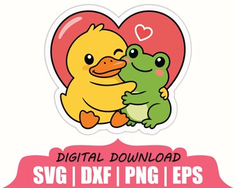 Duck and Frog Sticker Svg, Dxf, Png