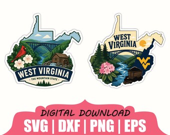 West Virginia State Sticker Svg, Dxf, Png