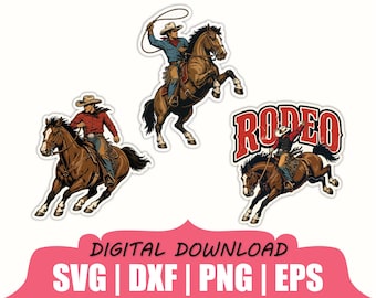 Cowboy Riding Horse Sticker Svg, Dxf, Png