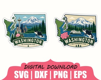 Washington State Sticker Svg, Dxf, Png