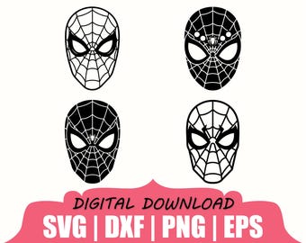 Spider-Man-masker silhouet, Svg, Dxf, Png
