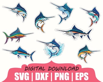 カジキのステッカー SVG、DXF、PNG