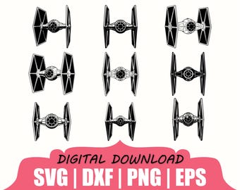Tie Fighter Silhouette, Svg, Dxf, Png