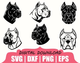 Cane Corso Dog Head Silhouette, Svg, Dxf, Png
