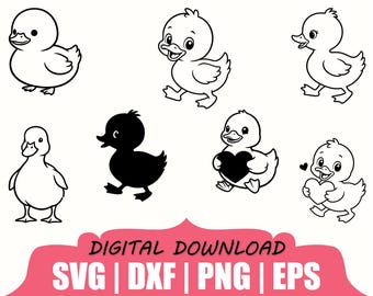 Duckling Silhouette, Svg, Dxf, Png