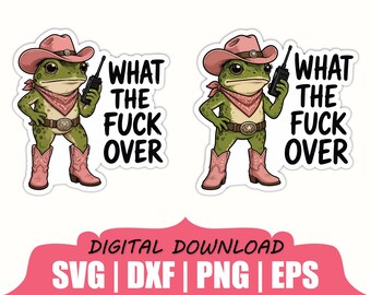 Funny Cowgirl Frog Sticker Svg, Dxf, Png