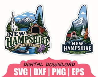 New Hampshire State Sticker Svg, Dxf, Png