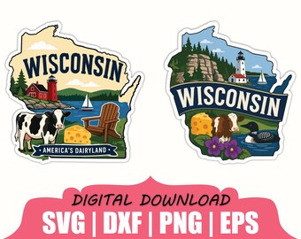 Wisconsin State Sticker Svg, Dxf, Png