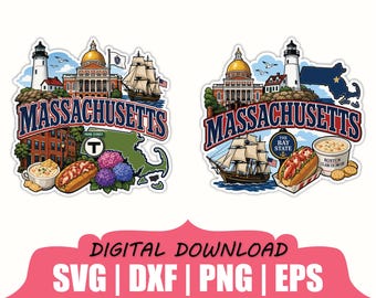 Massachusetts staat sticker-svg, dxf, png