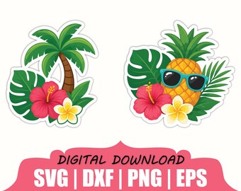 Tropical Sticker Svg, Dxf, Png