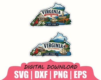 Virginia State Sticker Svg, Dxf, Png