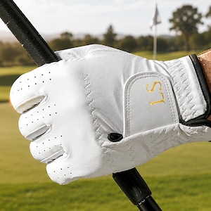 Anpassad monogram golfhandske, personlig läderhandske för män, golfgåva, pappa make marskalken present