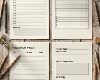 Agenda essenziale per ADHD: Svuotamento mentale quotidiano, agenda minimalista (PDF stampabile)