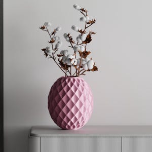 Vaso con texture a diamante realizzato a mano - Vaso decorativo moderno stampato in 3D - Vaso geometrico per fiori