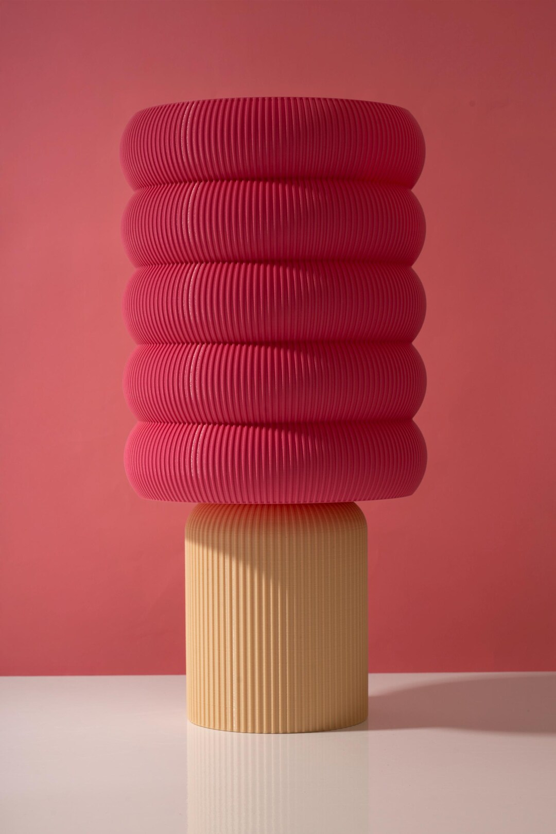 Pink Cotton Candy Lampshade - Modern Pastel Table Lamp - Bedside Light ...