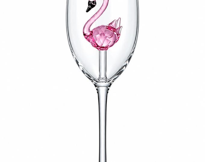 Pink Flamingo Champagne Flute Glass, Elegant Wedding Toast Glass, Bridal Shower Gift
