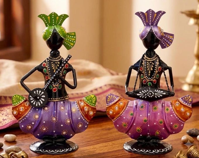 Rajasthani Folk Musician Figurines, Indian Ethnic Decor, Traditional Handmade Art Set