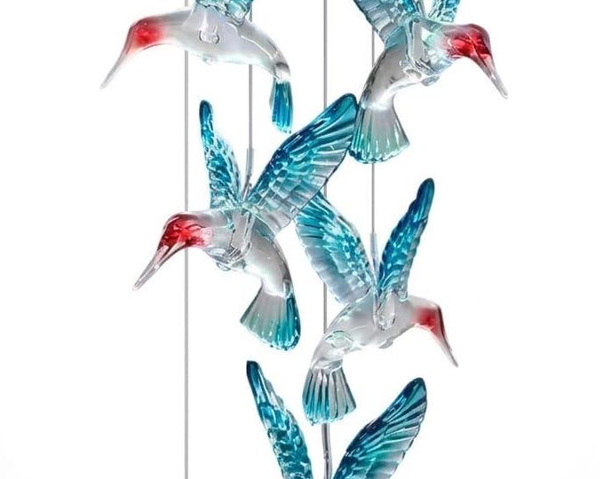 Solar Hummingbird Hanging Light, Colorful Garden Decor, Indoor Outdoor Patio Decoration
