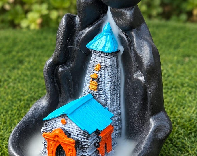 Mountain Temple Backflow Incense Burner, Spiritual Home Decor, Meditation Incense Holder, Zen Gift