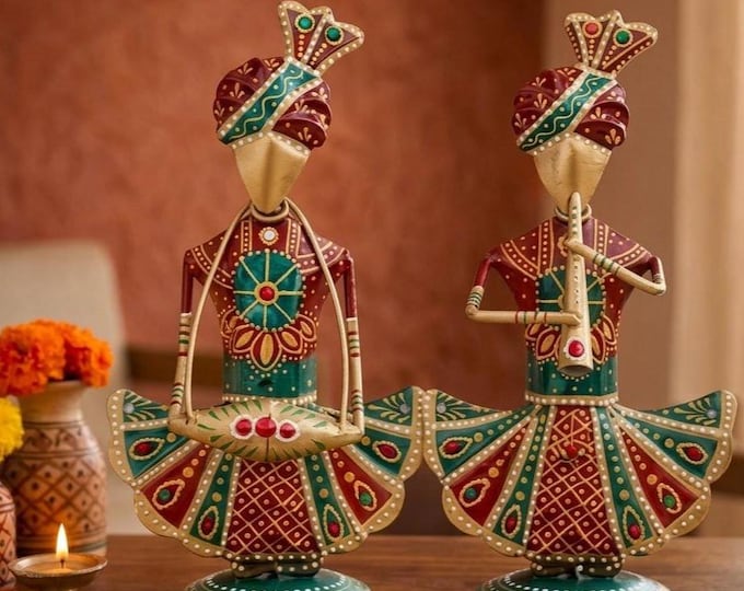 Rajasthani Folk Musician Figurines Set, Indian Traditional Decor, Handmade Ethnic Art