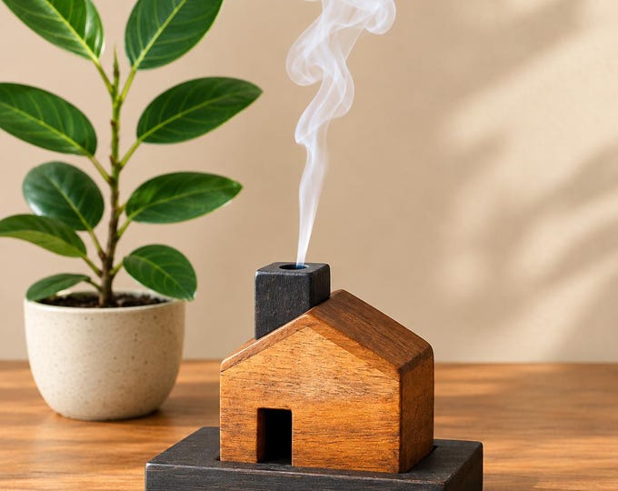 Rustic Wooden House Miniature, Handmade Farmhouse Home Decor, Woodland Cottage Sculpture