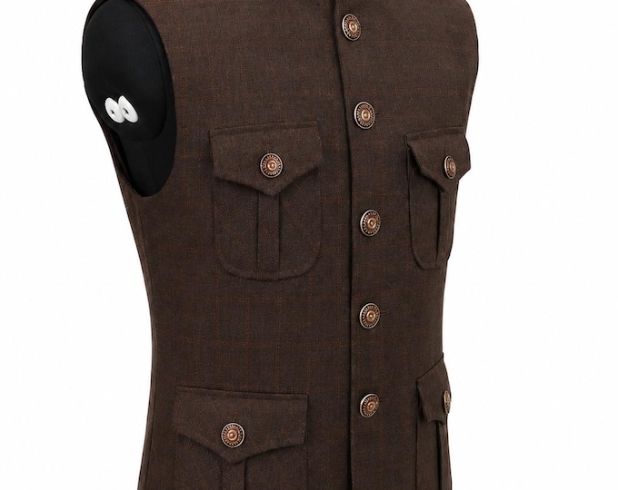 Men's Safari Hunting Vest, Handmade Utility Waistcoat, New Style Outdoor Cloth
