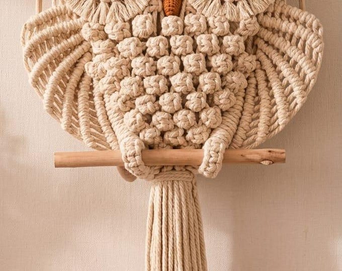 Macrame Owl Hanging, Boho Owl , Handmade Nursery Wall Art, Woodland Home