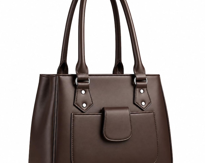 Leather Shoulder Bag for Women, Stylish Tote Bag with Pocket, Everyday Work Purse