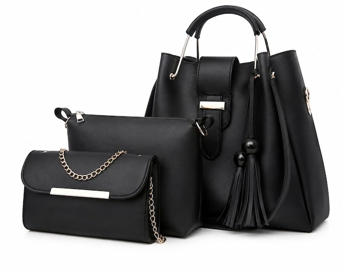 3 Piece Handbag Set, Women’s Shoulder Bag, Crossbody Purse, Faux Leather Bag