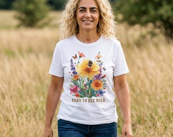 Born to Bee Wild floral bee shirt | T-Shirt