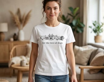 Dog Faces Illustration T-Shirt | for the love of dogs, puppy line art
