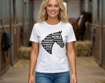 Horse Silhouette Word Cloud T-Shirt | Noble Majestic Elegant Design