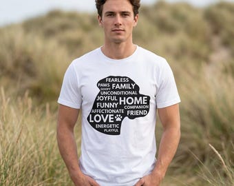 Boxer Dog Word Cloud Silhouette T-Shirt | Pet Home Family Words