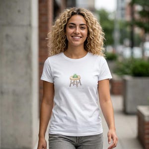 Tiny Frog on Stool T-Shirt: Doing My, Very Small Graphic Tee