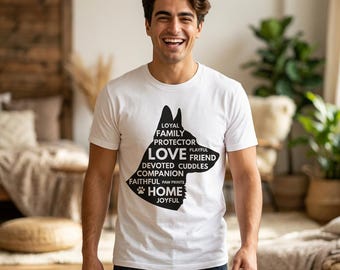 German Shepherd Word Cloud T-Shirt | Dog Silhouette Typography Tee