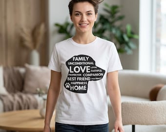 Labrador Silhouette Word Cloud T-Shirt | Dog Family Unconditional Love Protector Companion